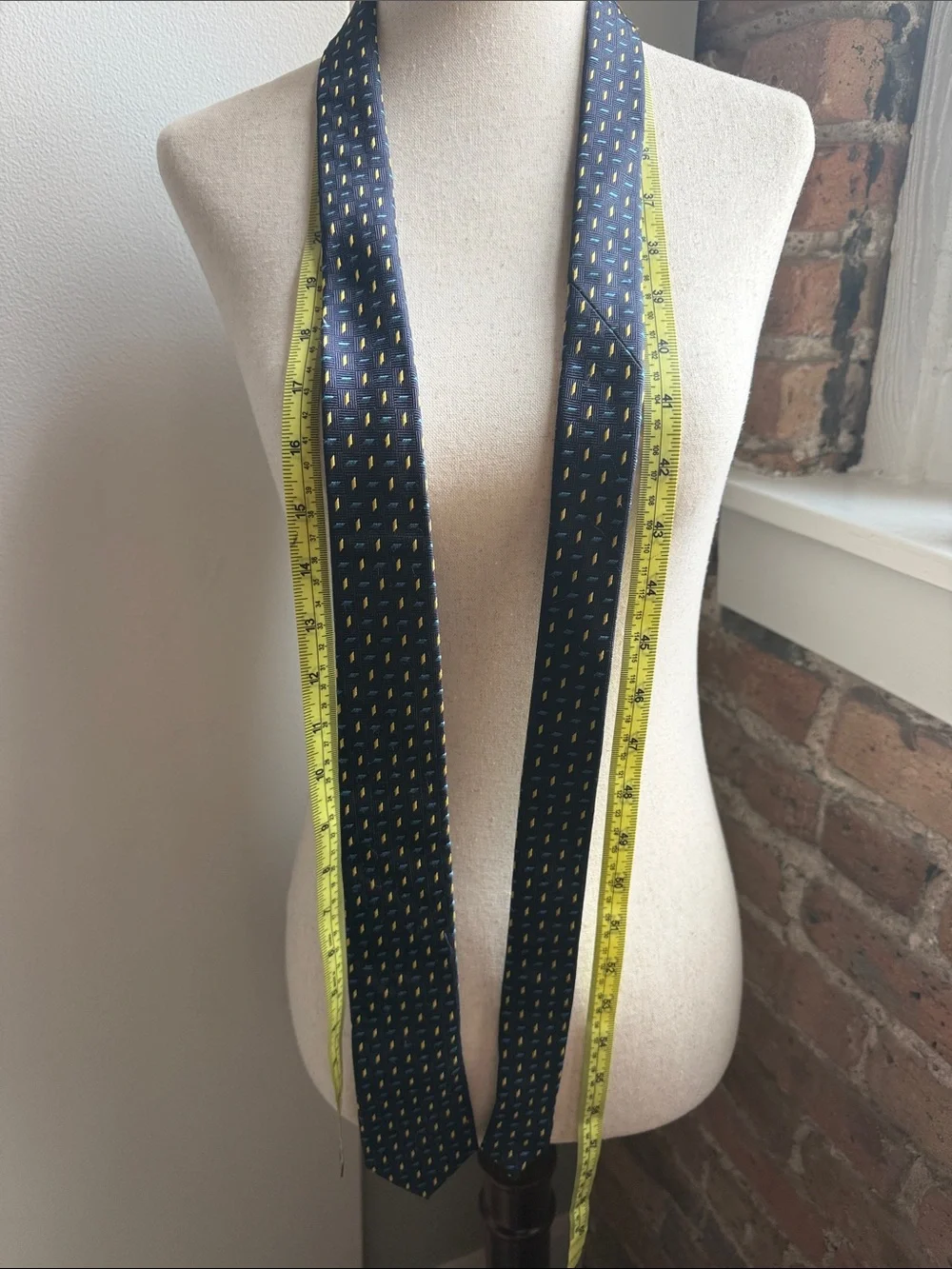 Milano Navy Silk Tie with Yellow Micro-Dot Pattern